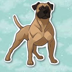 bull mastiff kawaii sticker! super adorable kawaii dog friend-for laptop, planner, phone case