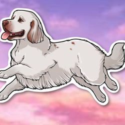 clumber spaniel kawaii sticker! super adorable kawaii dog friend-for laptop, planner, phone case