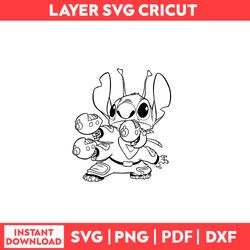 Stitch Coloring  Page Of Stitch Winking On Deviantart Cartoon Spaceuit , Stitch Svg, Png, pdf, dxf digital file