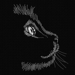 Cat. Circuit. Machine embroidery design - 9 sizes. Monochromatic cat. Sketch of a cat's face. Diagram of a cat's head.