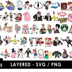 Gravity Falls Svg Files, Gravity Falls Png Files, Vector Png Images, SVG Cut File for Cricut, Clipart Bundle Pack