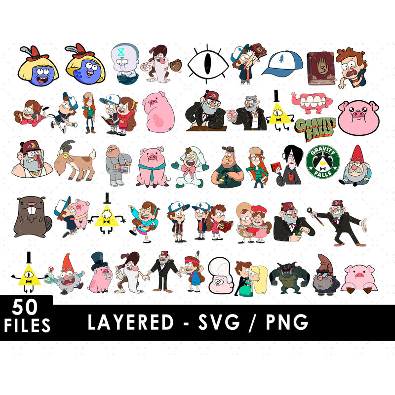 Gravity Falls SVG, Dipper Pines SVG, Mabel Pines SVG, Grunkle Stan SVG, Bill Cipher SVG, Wendy Corduroy SVG, Soos Ramirez SVG, Gideon Gleeful SVG, Mystery Shack