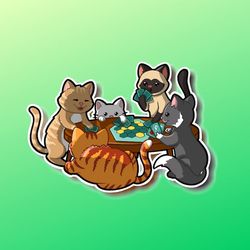 cute board game playing kitties! super adorable kawaii cat friend-for laptop, planner, phone case