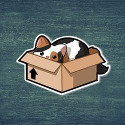 kawaii kitty hiding in a box. super adorable kawaii kitty friend-for laptop, planner, phone case
