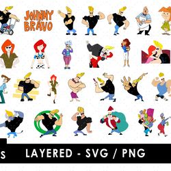 johnny bravo svg files, johnny bravo png files, vector png images, svg cut file for cricut, clipart bundle pack