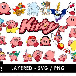 Kirby Svg Files, Kirby Png Files, Vector Png Images, SVG Cut File for Cricut, Clipart Bundle Pack