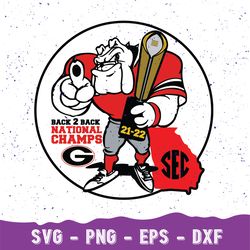 UGA Georgia Bulldogs Back 2 Back Champions Cut File Layered SVG PNG jpg pdf for cups Svg bags Sublimation, Cricut Silhou