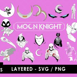 Moon Knight Svg Files, Moon Knight Png Files, Vector Png Images, SVG Cut File for Cricut, Clipart Bundle Pack