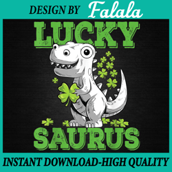 luckysaurus dinosaur trex shamrock png, st patricks day boys png, patrick day png, digital download