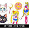 Sailor Moon SVG, Sailor Mercury SVG, Sailor Mars SVG, Sailor Jupiter SVG, Sailor Venus SVG, Tuxedo Mask SVG, Sailor Moon logo SVG, Magical girl SVG, Anime chara