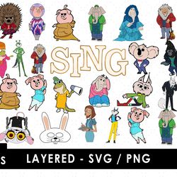 Sing Svg Files, Sing Png Files, Vector Png Images, SVG Cut File for Cricut, Clipart Bundle Pack