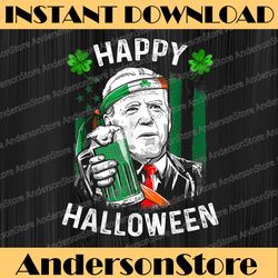 funny leprechaun biden happy halloween for st patrick's day png sublimation designs