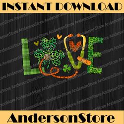 st patrick's day irish nurse love shamrock stethoscope nurse png sublimation designs