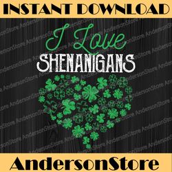 saint patricks day irish heart shamrock i love shenanigans png sublimation designs