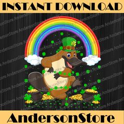 funny shamrock vintage rainbow platypus st. patrick's day png sublimation designs
