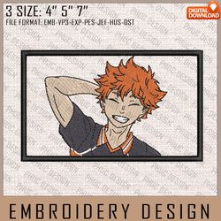 hinata embroidery files, haikyuu, anime inspired embroidery design, machine embroidery design