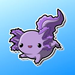 super kawaii purple axolotl! adorable kawaii amphibian friend-for laptop, planner, phone case