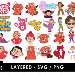 Turning Red Svg Files, Turning Red Png Files, Vector Png Images, SVG Cut File for Cricut, Clipart Bundle Pack