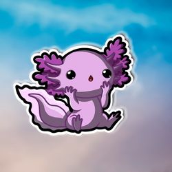 super kawaii purple axolotl! adorable kawaii amphibian friend-for laptop, planner, phone case