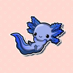 super kawaii blue axolotl! adorable kawaii amphibian friend-for laptop, planner, phone case