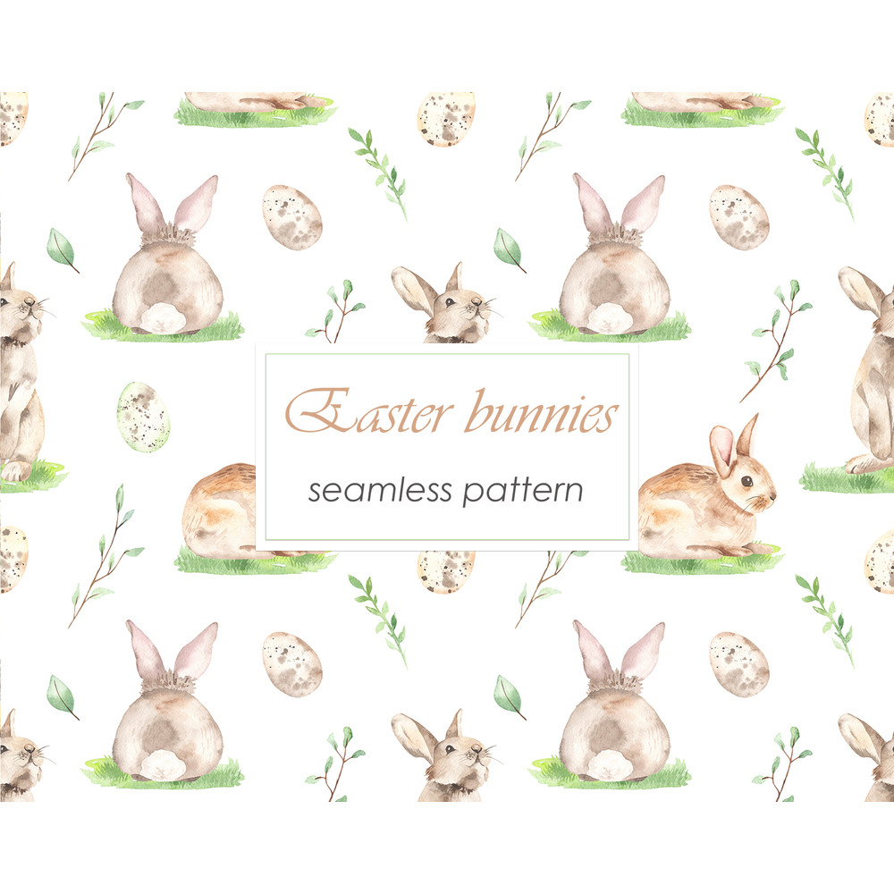 5 Easter bunnies watercolor seamless patterns.jpg
