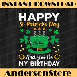 birthday on st. patrick's day shamrock horseshoes luck png sublimation designs