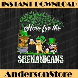Here For The Shenanigans Cow St Patrick's Day For Farmer PNG Sublimation Designs