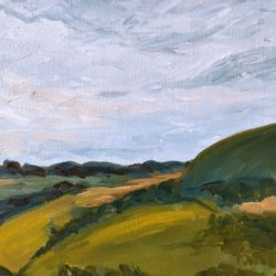 Lake District National Park Original Oil Painting Fields Artwork Meadows Wall Art Hills Oil Painting Grasslands Art