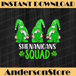 shenanigans squad gnomie tie dye shamrock patrick's day png sublimation designs