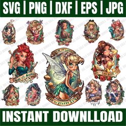 bundle 12 files bad princess png, princess bundle png, princess bundle digital images png, waterslide, sublimation