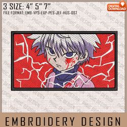 killua embroidery files, hunter x hunter, anime inspired embroidery design, machine embroidery design