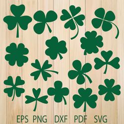 Clover SVG  Shamrock  Four Leaf Clover For St. Patrick's Day SVG Cut Files PNG EPS DXF Cloverleaf Clipart