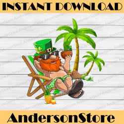 lucky irish leprechaun hawaiian surfing png, st patrick day retro png, mens hawaiian irish leprechaun surfer png, funny