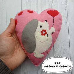 Felt pattern, Heart pattern, Valentine pattern, Valentines day gift, Heart toy, Valentine heart, Valentines day decor