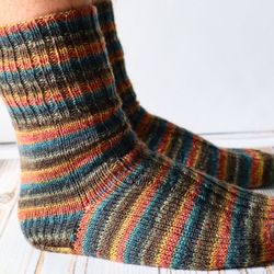 Hand knit wool socks, Long knit socks, Men boot socks, Womens winter socks, Gift for him, Christmas socks