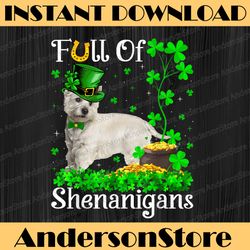 funny full of shenanigans png, westie dog st patrick's day png, west highland terrier dog png, st. patrick's day png, su