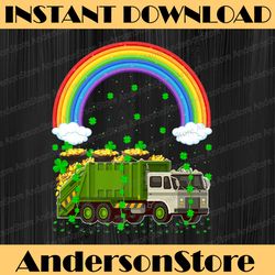 shamrock vintage rainbow garbage truck png, st. patrick's day png, happy saint patrick's day truck sublimation designs