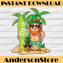 leprechaun hawaiian surfing png, st patricks day hawaii png, leprechaun hawaiian png, st.patrick 's day png sublimation