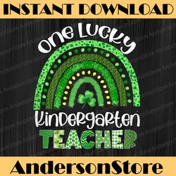 one lucky kindergarten teacher png, rainbow shamrock patrick's day png, shamrock st patrick's day png