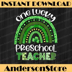 one lucky preschool teacher png, rainbow shamrock patrick's day png, shamrock st patrick's day png