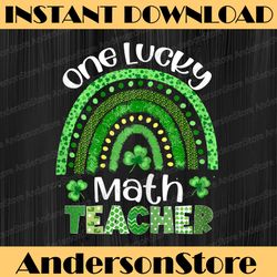 one lucky math teacher png, rainbow shamrock patrick's day png, shamrock st patrick's day png