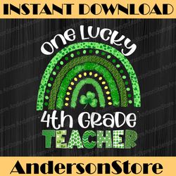 one lucky 4th grade teacher png, rainbow shamrock patrick's day png, shamrock st patrick's day png