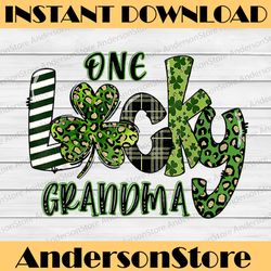 one lucky grandma png, leopard plaid st patrick is day png, grandma png, st patricks day, st patrick is day