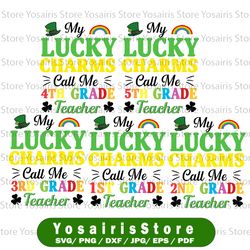 my lucky charms call me 3rd grade teacher svg, st patricks day svg, charms funny st patrick's day svg cut files