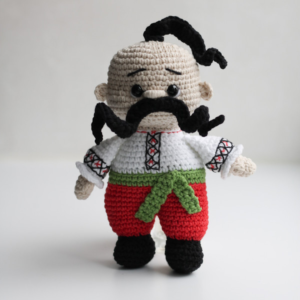 Ukrainian-Crochet-Doll-Cossack-In-Traditional-Clothes-Interior-Toy
