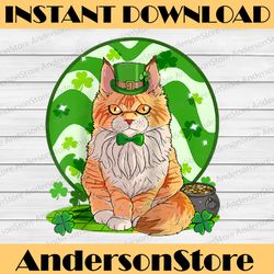 maine coon cat lucky png, leprechaun st. patricks day png, patrick's day png, st patrick's day png, sublimation design