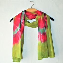 Tie dye scarves red green scarf cotton scarf for women