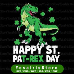 happy st pat-rex dinosaur png, saint patrick's day for boys girls png, st. patricks rex png, st. pat-rex day, luck t-rex