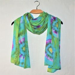 Tie dye scarves Mint green and blue scarf for women