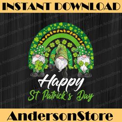 funny gnomes happy st patrick's png, lucky irish rainbow png, patricks day png, four leaf clover, shamrock png